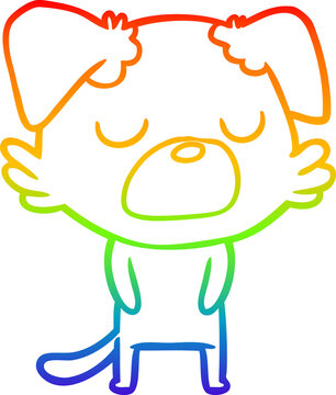 recommend clip art: rainbow gradient line drawing of a cartoon dog