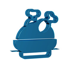 Blue Roasted turkey or chicken icon isolated on transparent background.