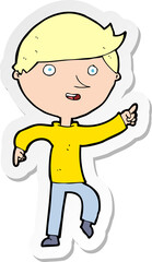 sticker of a cartoon happy pointing