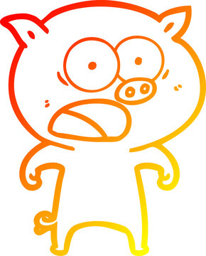 recommend clip art: warm gradient line drawing of a cartoon pig shouting