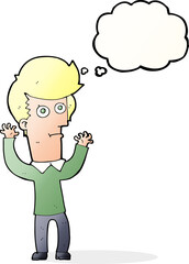 cartoon shocked man with thought bubble