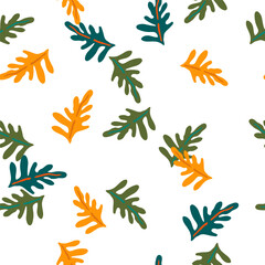 Lush green leaves and exotic plants in a seamless pattern.