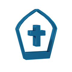 Blue Pope hat icon isolated on transparent background. Christian hat sign.
