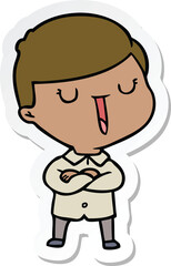 sticker of a cartoon happy boy
