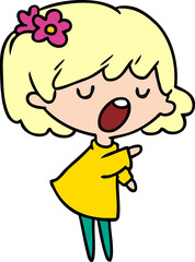 cartoon illustration of a cute kawaii girl