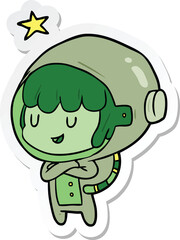 sticker of a cartoon space girl