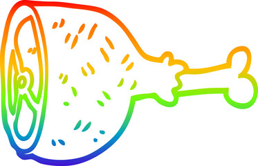 rainbow gradient line drawing of a cartoon well cooked meat