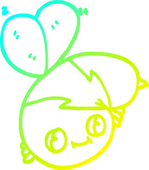 cold gradient line drawing of a cute cartoon bee