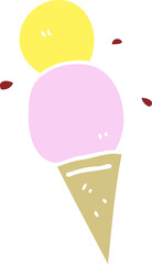 flat color illustration cartoon ice cream cone