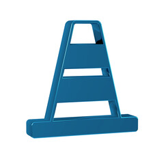 Blue Traffic cone icon isolated on transparent background.