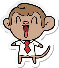 sticker of a cartoon laughing monkey