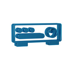 Obraz premium Blue Sound mixer controller icon isolated on transparent background. Dj equipment slider buttons. Mixing console.