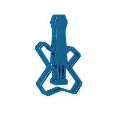 Blue Electric bass guitar icon isolated on transparent background.