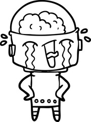 cartoon crying robot