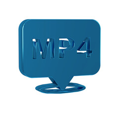 Blue MP4 file document. Download mp4 button icon isolated on transparent background. MP4 file symbol.