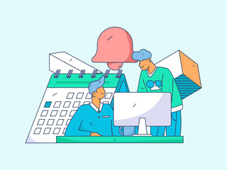 Business People Flat Vector Concept Operation Hand Drawn Illustration
