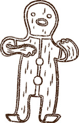 Gingerbread Man Charcoal Drawing