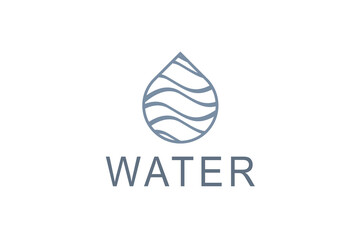 Logo illustration of flowing water with a water drop shape.