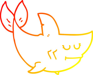 warm gradient line drawing of a cartoon shark