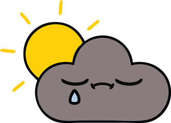 cute cartoon of a storm cloud and sun