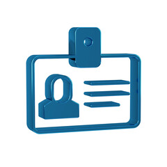 Blue Identification badge icon isolated on transparent background. It can be used for presentation, identity of the company, advertising.