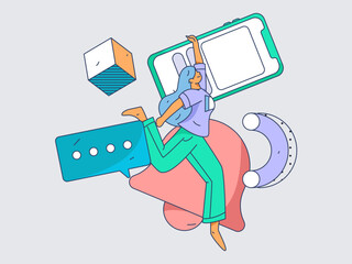 Business People Flat Vector Concept Operation Hand Drawn Illustration
