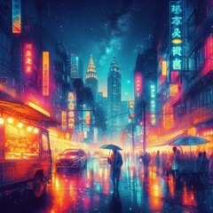 future city at night