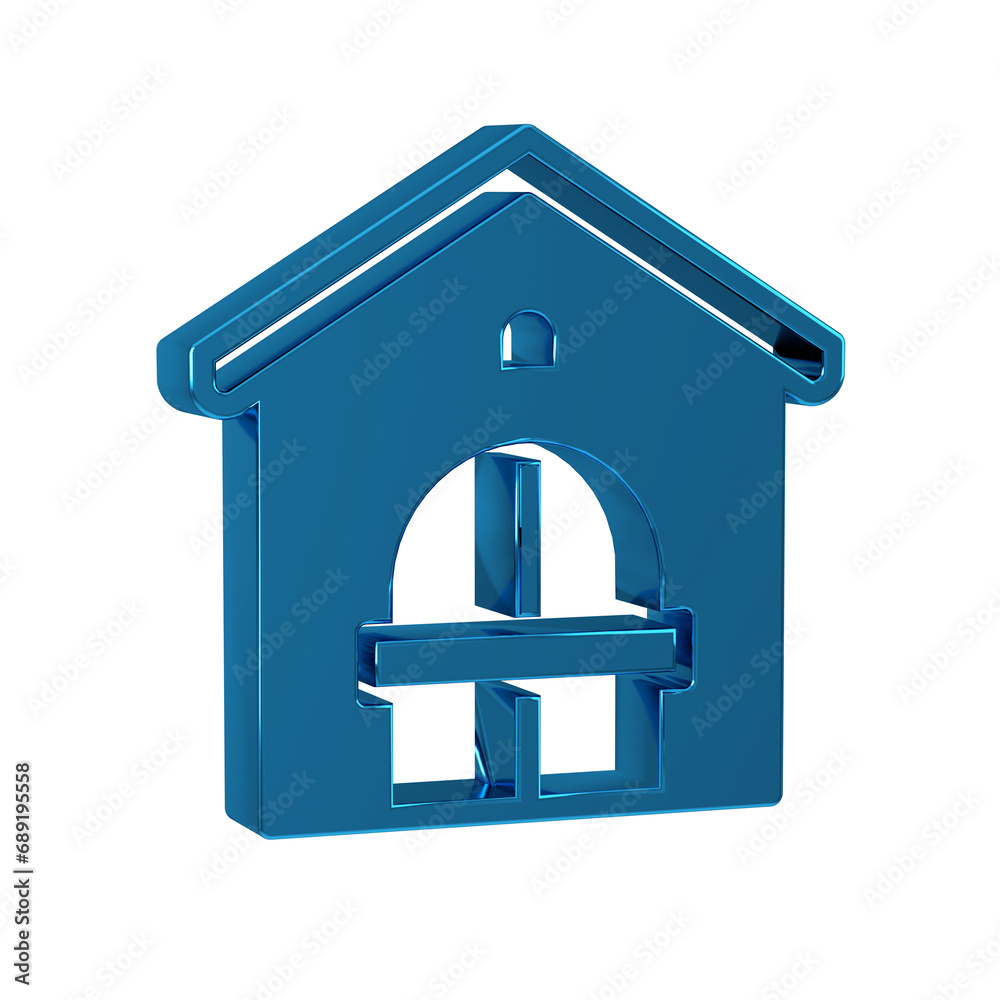 Wall mural blue farm house icon isolated on transparent background.