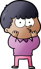 cartoon curious boy