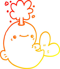 warm gradient line drawing of a cartoon whale spouting water