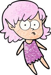 cartoon elf girl floating