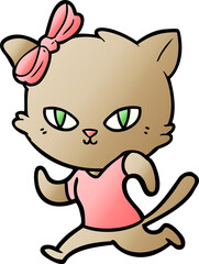 cute cartoon cat jogging