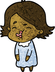 cartoon girl pulling face
