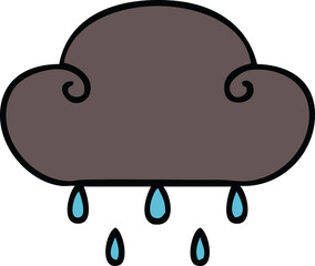 hand drawn quirky cartoon rain cloud