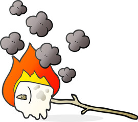 freehand drawn cartoon burning marshmallow