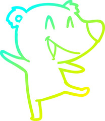 cold gradient line drawing of a laughing bear cartoon