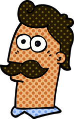 cartoon doodle man with moustache
