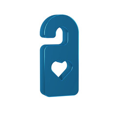Blue Please do not disturb with heart icon isolated on transparent background. Hotel Door Hanger Tags.