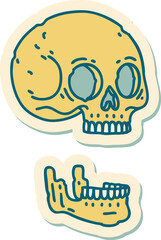 sticker of tattoo in traditional style of a skull