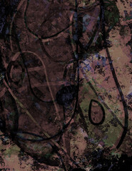 Neon abstract colorful background with grunge brush strokes and paint splashes