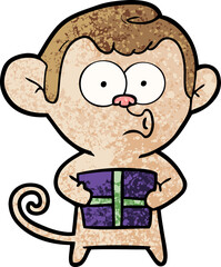 Obraz na płótnie Canvas cartoon christmas monkey