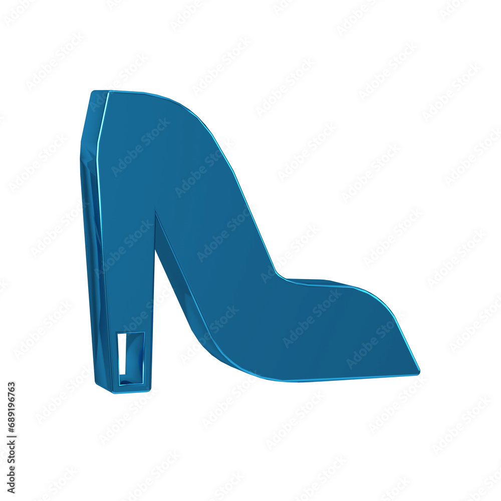 Sticker Blue Woman shoe with high heel icon isolated on transparent background.