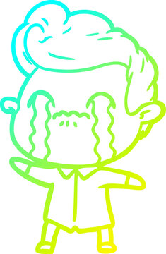 recommend clip art: cold gradient line drawing of a cartoon man crying