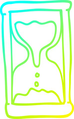 cold gradient line drawing of a cartoon hourglass