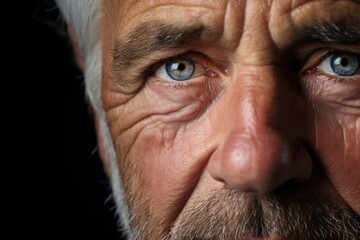 Close-up studio photo of a senior man, reflecting on a life well-lived