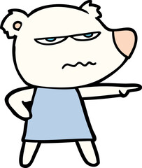 cartoon angry bear polar girl pointing