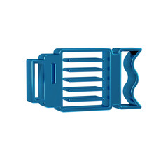 Blue Camera photo lens icon isolated on transparent background.