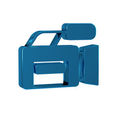 Blue Cinema camera icon isolated on transparent background. Video camera. Movie sign. Film...