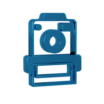 Blue Photo camera icon isolated on transparent background. Foto camera. Digital photography.