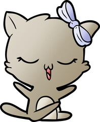 cartoon cat with bow on head